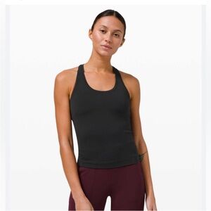 Lululemon Cool RB Short Tank Top Racerback Align Waist Length Black Nulu - 10